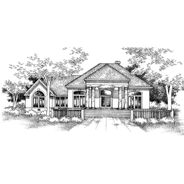 Traditional House Plan Front of Home - Antonio Pier Sunbelt Home 072D-0991 - Search House Plans and More