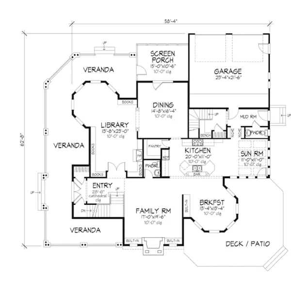 Traditional House Plan First Floor - Chuppuis Victorian Home 072D-0992 - Search House Plans and More