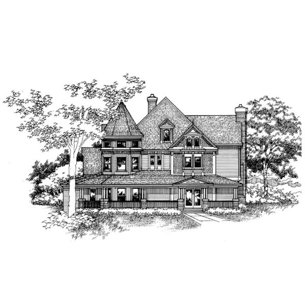 Traditional House Plan Front of Home - Chuppuis Victorian Home 072D-0992 - Search House Plans and More