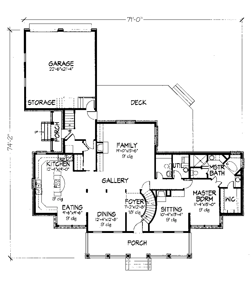 Cape Cod & New England House Plan First Floor - Holyoke Country Home 072D-0993 - Search House Plans and More