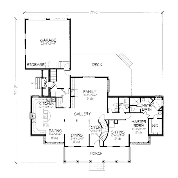 Southern Plantation House Plan First Floor - Holyoke Country Home 072D-0993 - Search House Plans and More