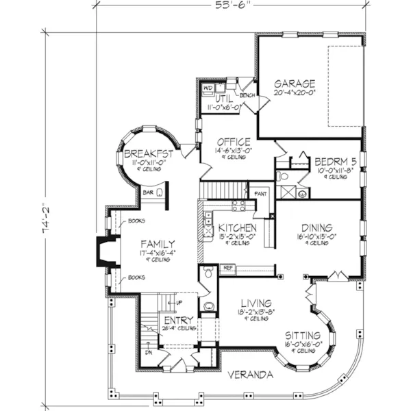 Craftsman House Plan First Floor - Kirkland Old World Home 072D-0995 - Search House Plans and More