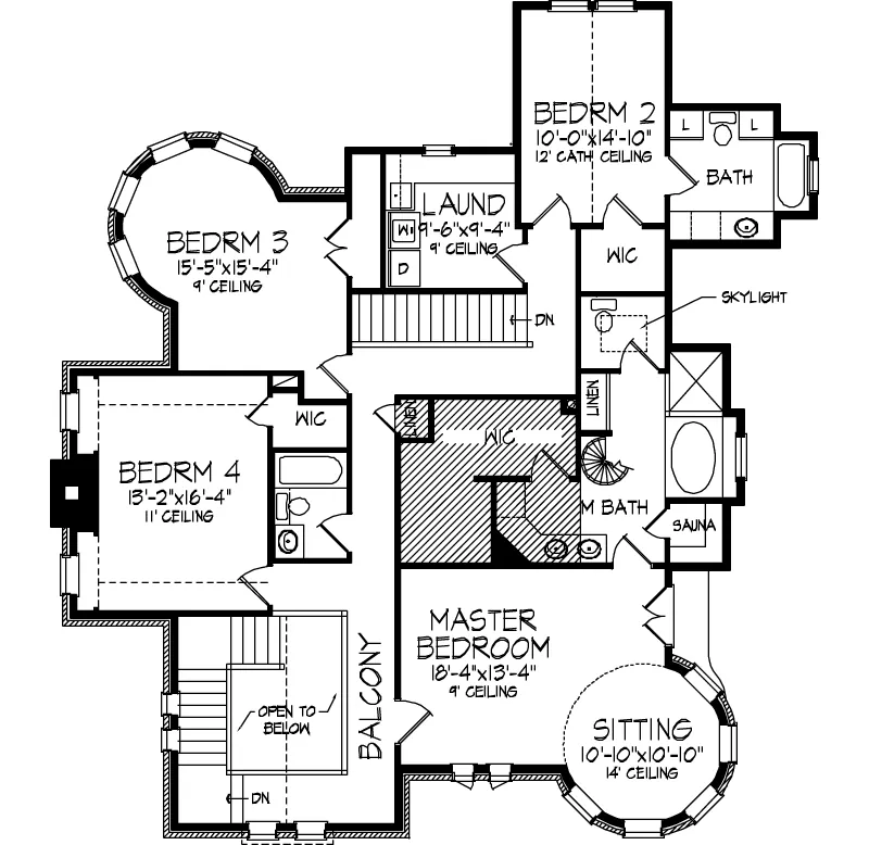 Southern House Plan Second Floor - Kirkland Old World Home 072D-0995 - Search House Plans and More