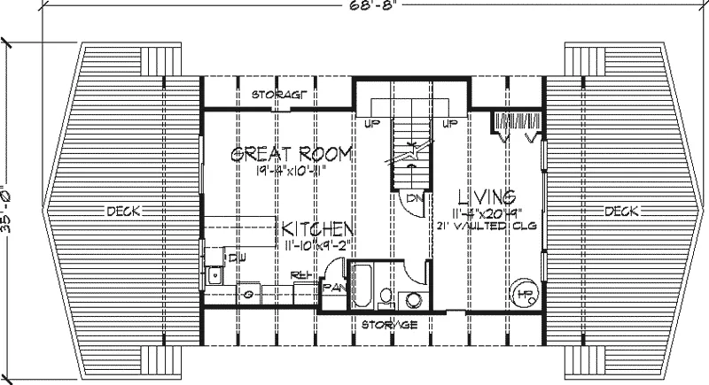 Vacation House Plan First Floor - Hazelcreek A-Frame Style Home 072D-0996 - Search House Plans and More