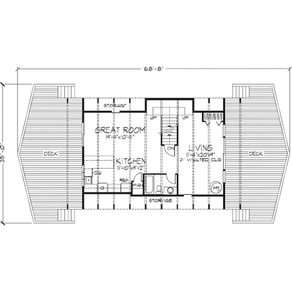 Modern House Plan First Floor - Hazelcreek A-Frame Style Home 072D-0996 - Search House Plans and More