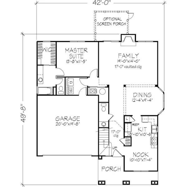 Traditional House Plan First Floor - Butterfield Hollow Cottage Home 072D-0998 - Search House Plans and More