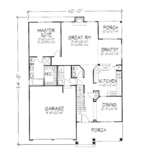 Southern House Plan First Floor - Laduemont Country Home 072D-1001 - Shop House Plans and More