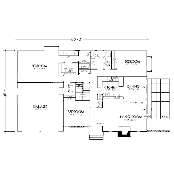 Ranch House Plan First Floor - Jannine Rustic Ranch Home 072D-1004 - Search House Plans and More