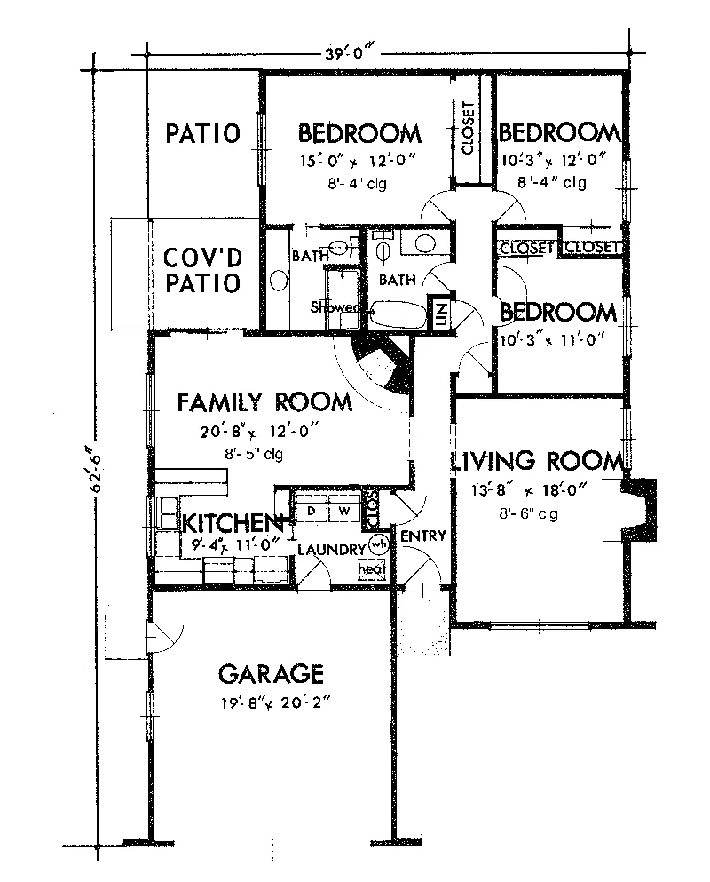 Ranch House Plan First Floor - Millfield One-Story Home 072D-1005 - Shop House Plans and More