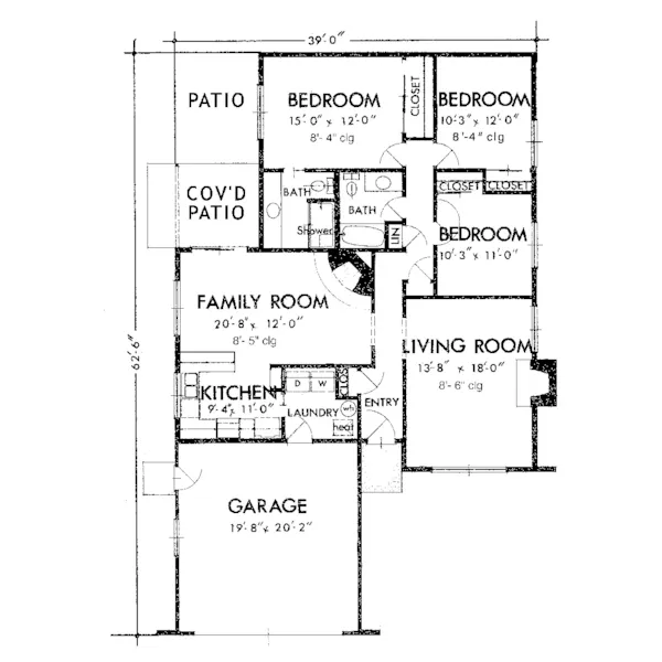 Ranch House Plan First Floor - Millfield One-Story Home 072D-1005 - Shop House Plans and More