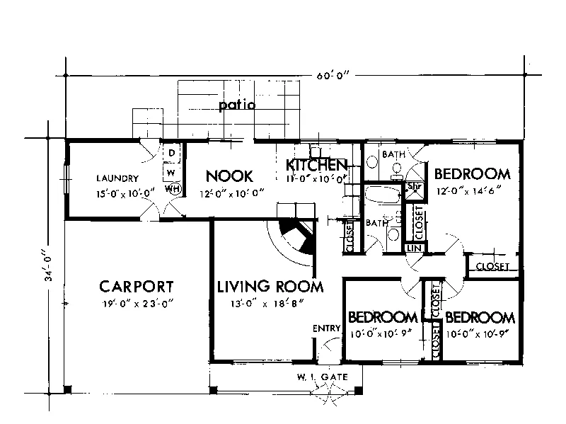Southern House Plan First Floor - Gladiola Pier Sunbelt Home 072D-1006 - Search House Plans and More