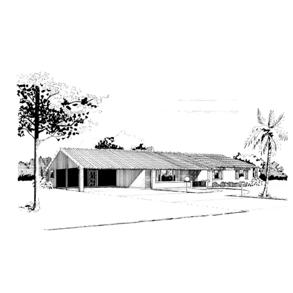 Ranch House Plan Front of Home - Gladiola Pier Sunbelt Home 072D-1006 - Search House Plans and More