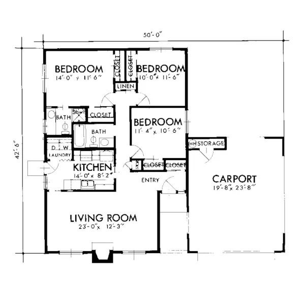 Ranch House Plan First Floor - El Moro Spanish Stucco Home 072D-1008 - Search House Plans and More