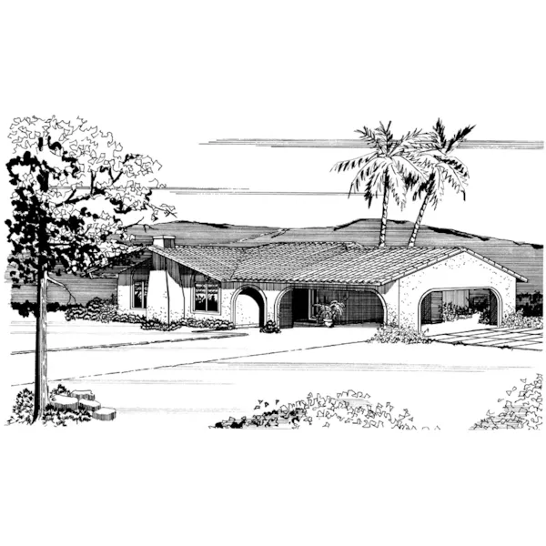 Ranch House Plan Front of Home - El Moro Spanish Stucco Home 072D-1008 - Search House Plans and More