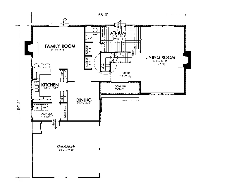 Traditional House Plan First Floor - Pacific Place Tudor Home 072D-1010 - Shop House Plans and More