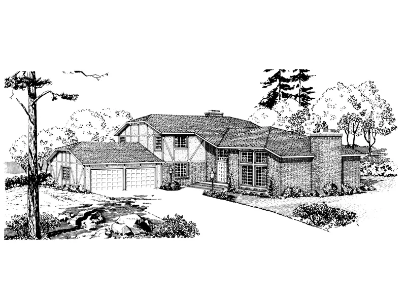 Southern House Plan Front of Home - Pacific Place Tudor Home 072D-1010 - Shop House Plans and More