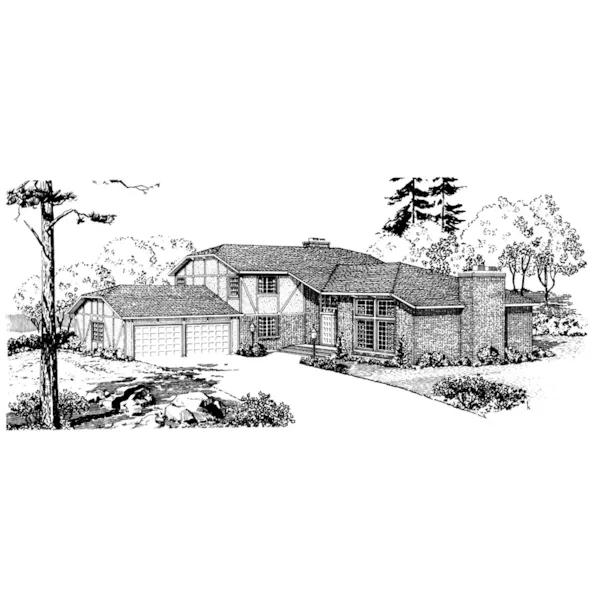 Southern House Plan Front of Home - Pacific Place Tudor Home 072D-1010 - Shop House Plans and More