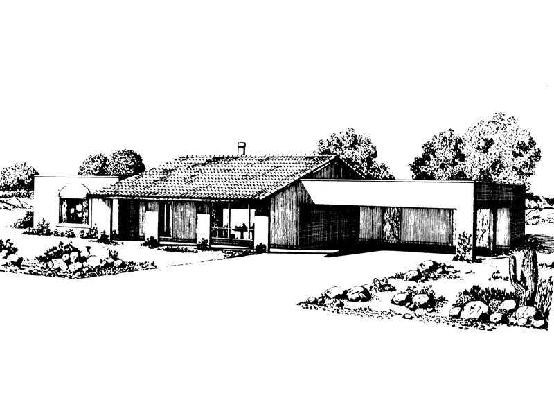 Adobe House Plans & Southwestern Home Design Front of Home - Fielstone Terrace Modern Home 072D-1019 - Search House Plans and More