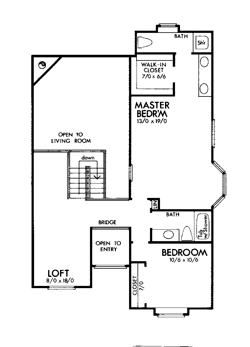 Southern House Plan Second Floor - Everton Narrow Lot Home 072D-1023 - Search House Plans and More