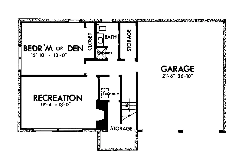 Modern House Plan Lower Level Floor - Springport Split-Level Home 072D-1027 - Shop House Plans and More