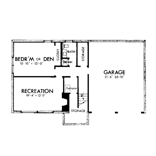 Traditional House Plan Lower Level Floor - Springport Split-Level Home 072D-1027 - Shop House Plans and More