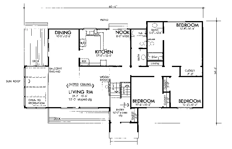 Modern House Plan First Floor - Archer Creek A-Frame Home 072D-1030 - Search House Plans and More
