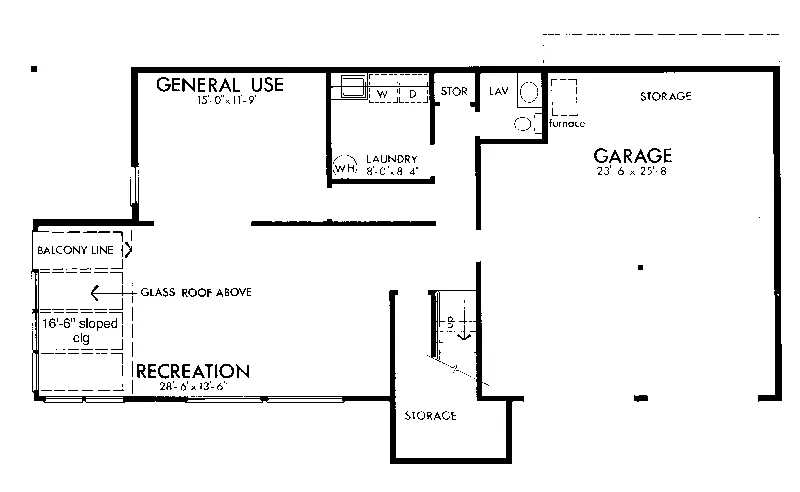 Modern House Plan Lower Level Floor - Archer Creek A-Frame Home 072D-1030 - Search House Plans and More