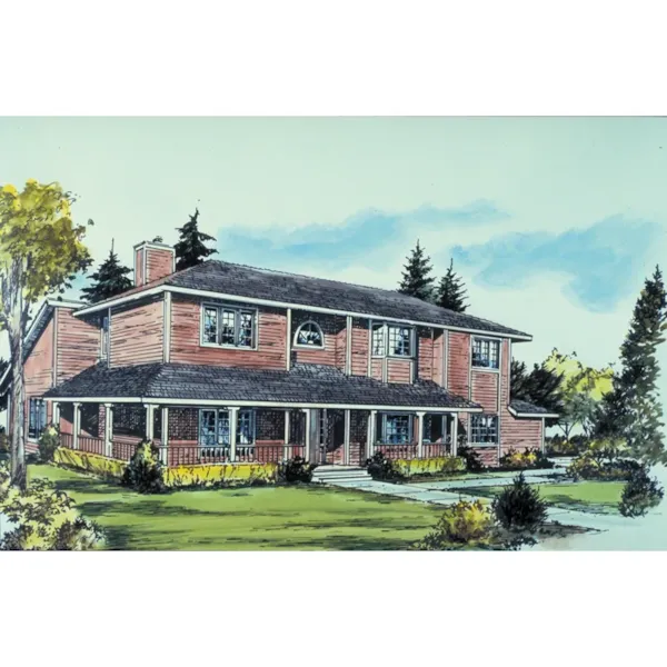 Farmhouse Plan Front of Home - Deerfield Farm Country Home 072D-1034 - Search House Plans and More