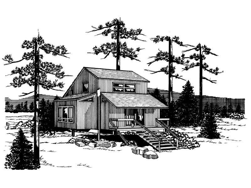 Vacation House Plan Front of Home - Lone Cabin Rustic Vacation Home 072D-1035 - Shop House Plans and More