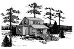 Cabin & Cottage House Plan Front of Home - Lone Cabin Rustic Vacation Home 072D-1035 - Shop House Plans and More