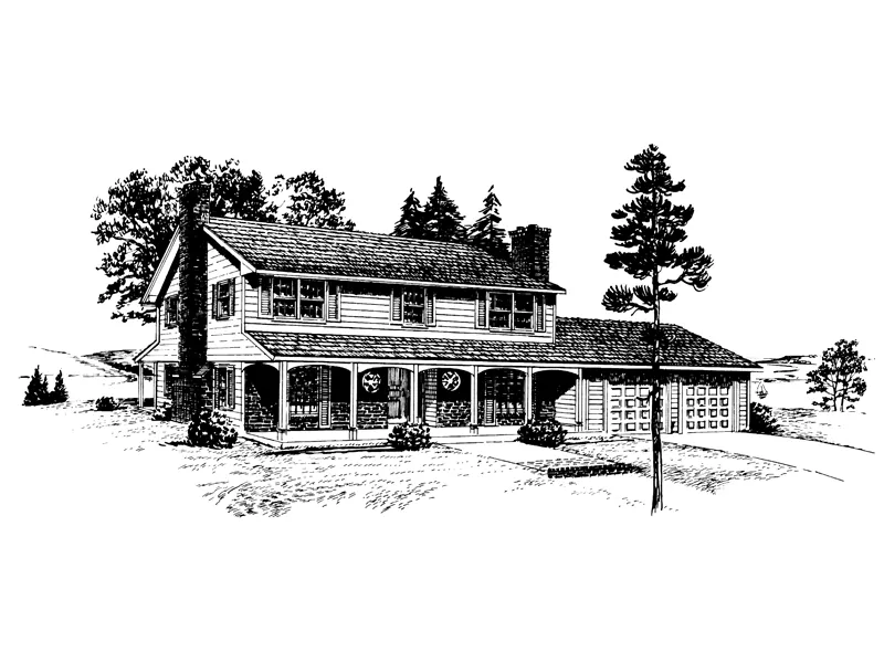 Traditional House Plan Front of Home - Blair Ridge Country Farmhouse 072D-1037 - Search House Plans and More