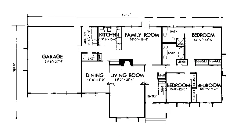 Ranch House Plan First Floor - Bryant Park Contemporary Home 072D-1039 - Search House Plans and More
