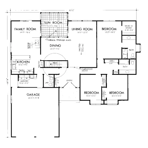 Ranch House Plan First Floor - Pavillion Point Modern Home 072D-1046 - Shop House Plans and More