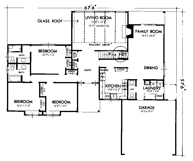 Contemporary House Plan First Floor - Hoffman Place Ranch Home 072D-1047 - Search House Plans and More