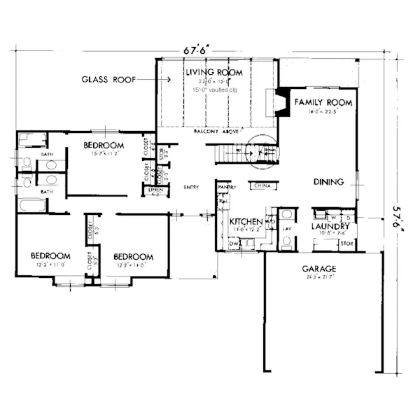 Contemporary House Plan First Floor - Hoffman Place Ranch Home 072D-1047 - Search House Plans and More