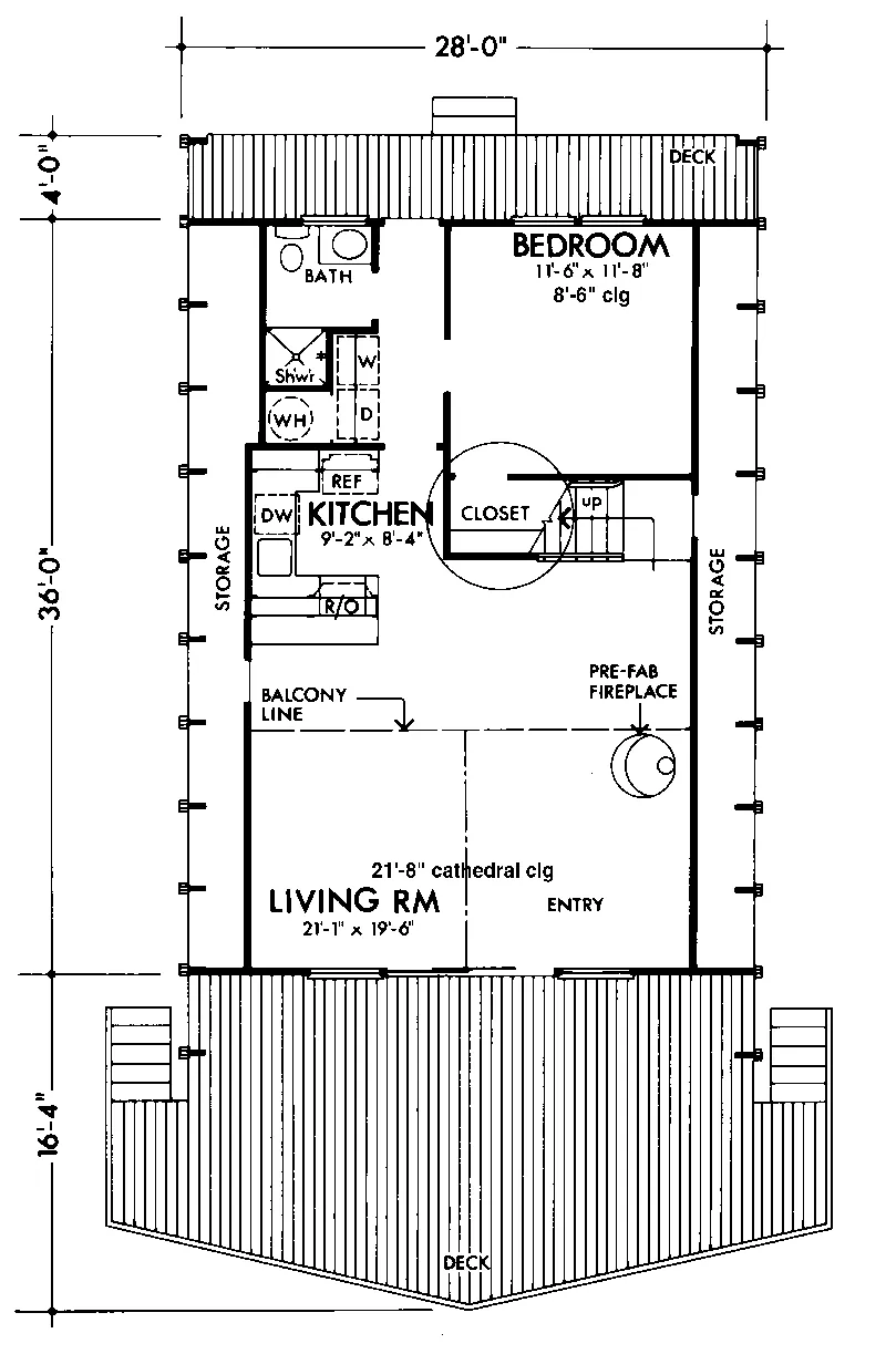 Contemporary House Plan First Floor - Cannelton A-Frame Vacation Home 072D-1059 - Search House Plans and More