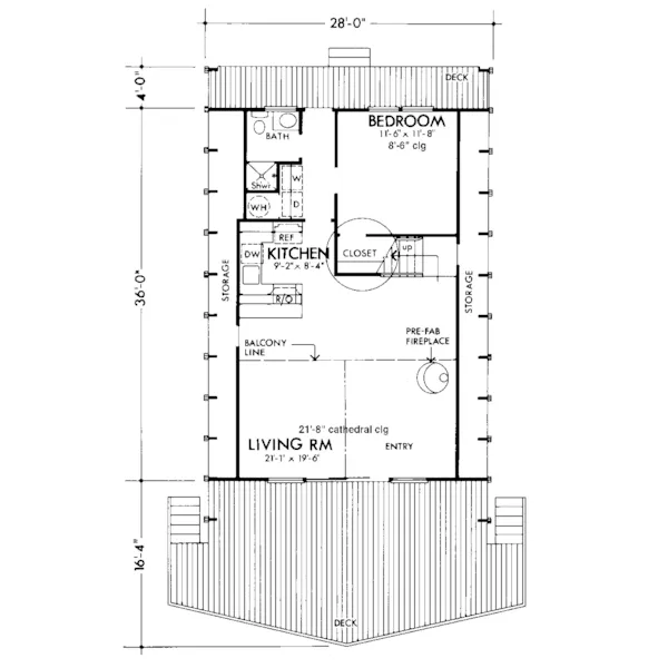 Lake House Plan First Floor - Cannelton A-Frame Vacation Home 072D-1059 - Search House Plans and More