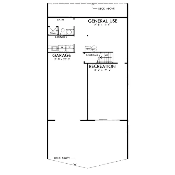 Lake House Plan Lower Level Floor - Cannelton A-Frame Vacation Home 072D-1059 - Search House Plans and More