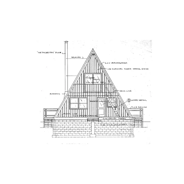 Lake House Plan Rear Elevation - Cannelton A-Frame Vacation Home 072D-1059 - Search House Plans and More