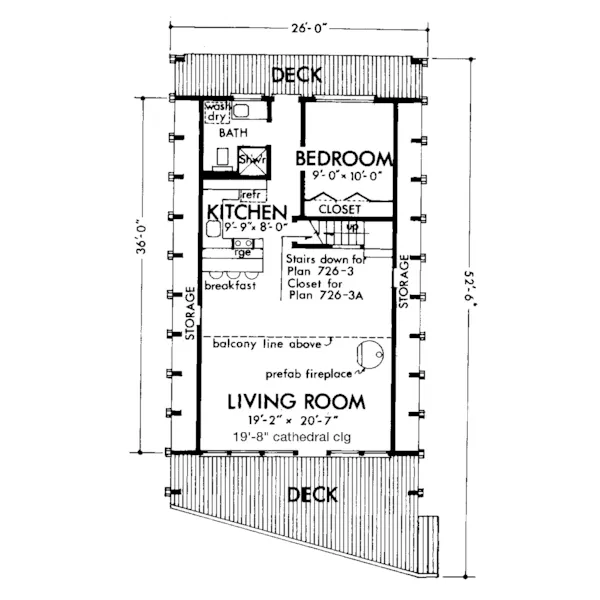 Vacation House Plan First Floor - North Peak A-Frame Home 072D-1061 - Shop House Plans and More