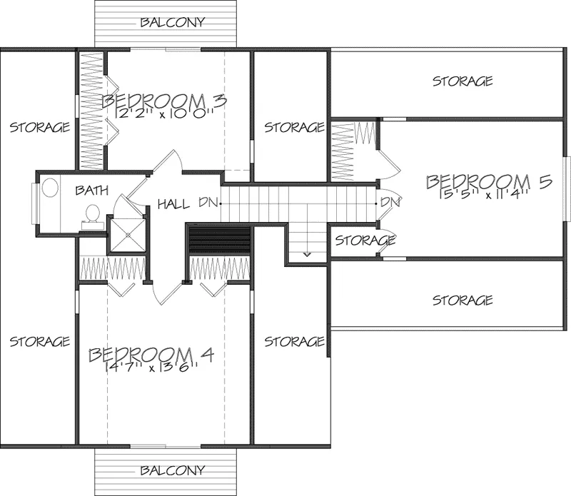 Country House Plan Second Floor - Sioux Trace Chalet Home 072D-1063 - Shop House Plans and More