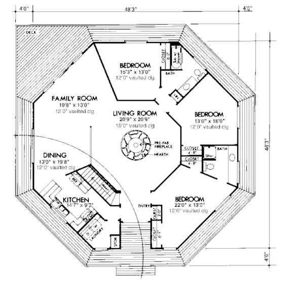 Ranch House Plan First Floor - Roger Place Rustic Home 072D-1076 - Shop House Plans and More