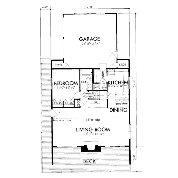 Contemporary House Plan First Floor - Evandale Modern Home 072D-1077 - Search House Plans and More