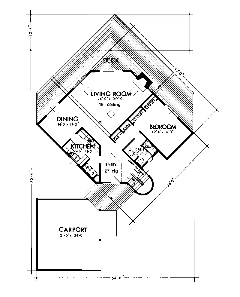 Lake House Plan First Floor - Starshire Modern Home 072D-1083 - Shop House Plans and More