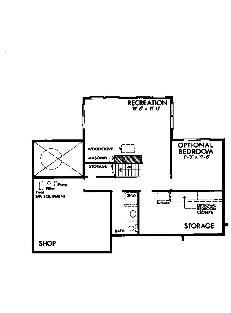 Mountain House Plan Lower Level Floor - McBride Shingle Style Home 072D-1092 - Shop House Plans and More
