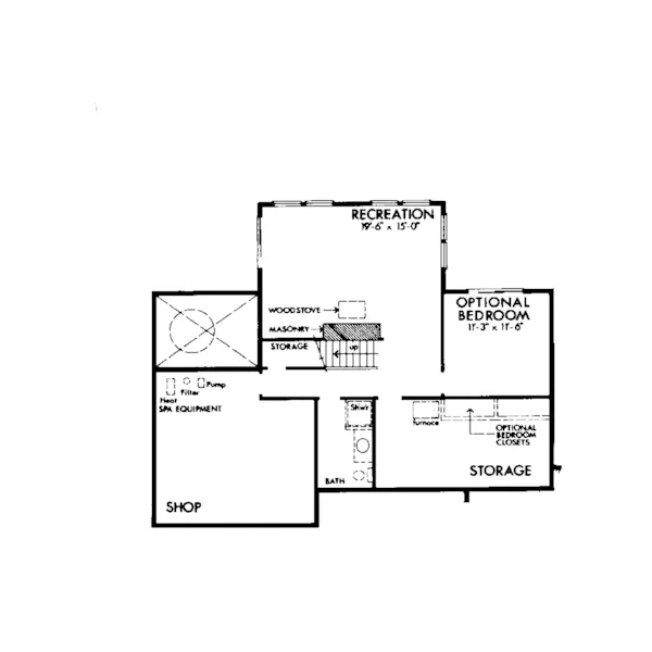 Traditional House Plan Lower Level Floor - McBride Shingle Style Home 072D-1092 - Shop House Plans and More