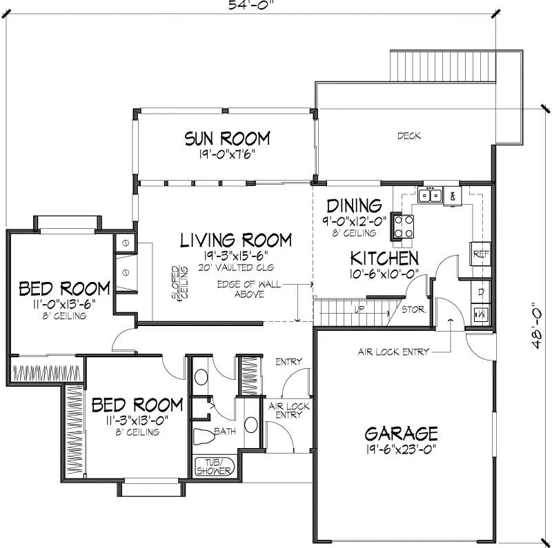 Bungalow House Plan First Floor - Quailways Modern Home 072D-1102 - Shop House Plans and More
