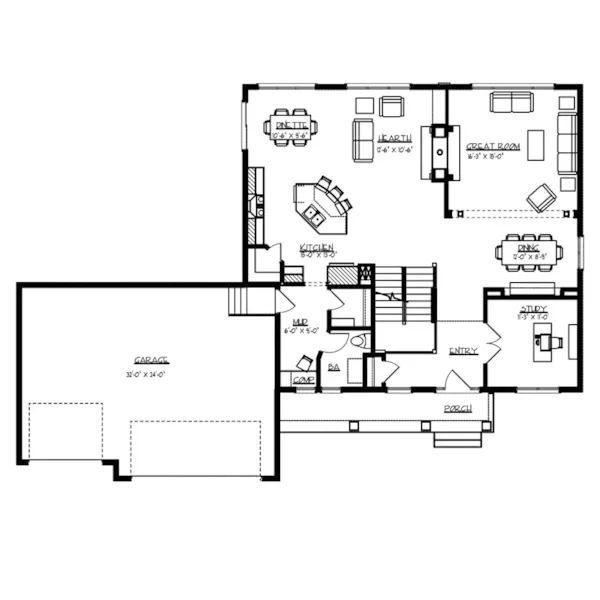 Traditional House Plan First Floor - Kehrsbrook Craftsman Home 072D-1109 - Search House Plans and More