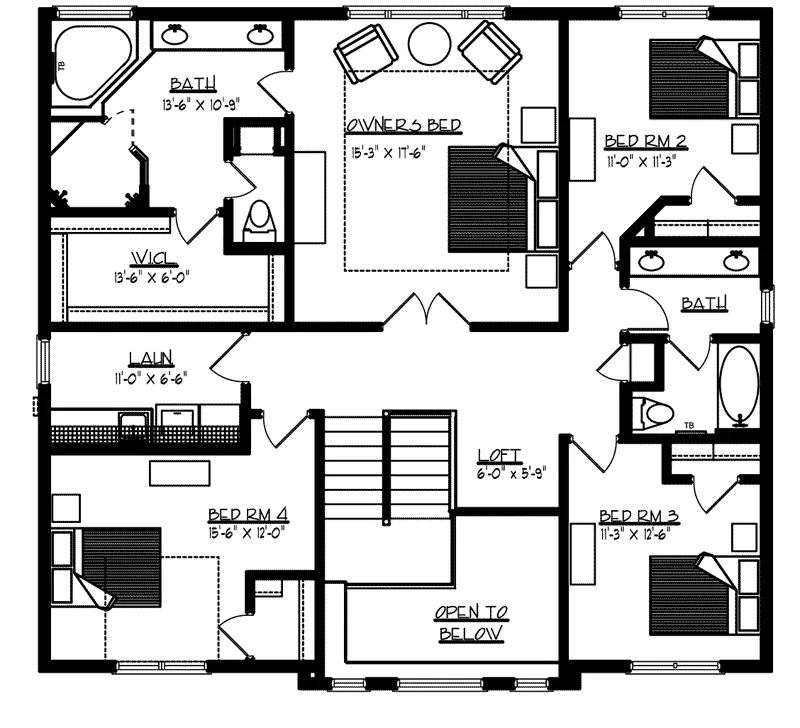 European House Plan Second Floor - Kehrsbrook Craftsman Home 072D-1109 - Search House Plans and More