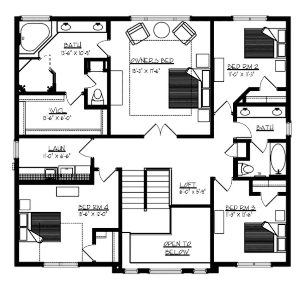 Traditional House Plan Second Floor - Kehrsbrook Craftsman Home 072D-1109 - Search House Plans and More